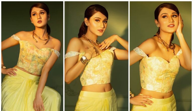 Arushi Nishank Stuns in a Radiant Sunshine Ensemble, Setting a New Fashion Trend