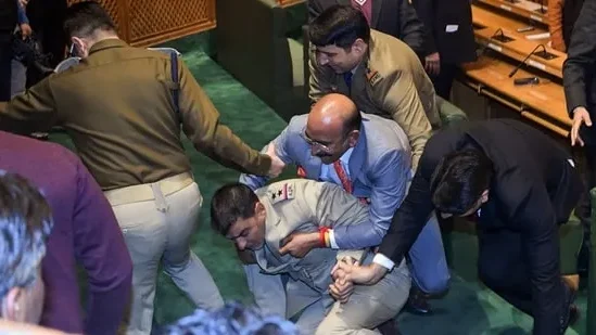 Brawl Erupts in Jammu and Kashmir Assembly Over Special Status Resolution Brawl Erupts in Jammu and Kashmir Assembly Over Special Status Resolution