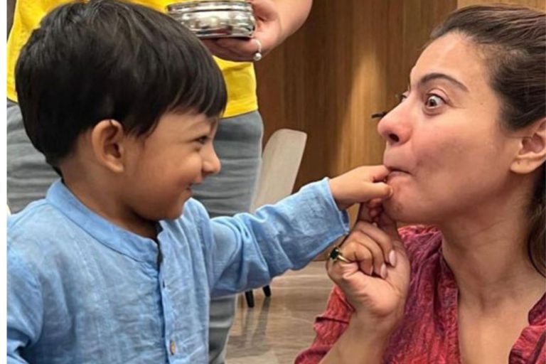 Kajol Bonds with Ishita Dutta and Vatsal Sheth’s Son Vaayu During Festive Celebrations