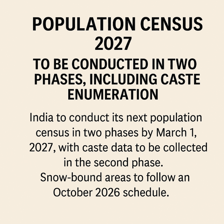 Population Census 2027 to Be Conducted in Two Phases, Including Caste Enumeration