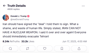 Trump On Iran Israel Conflict