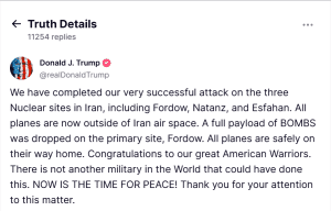 Trump On Iran Nuclear Sites