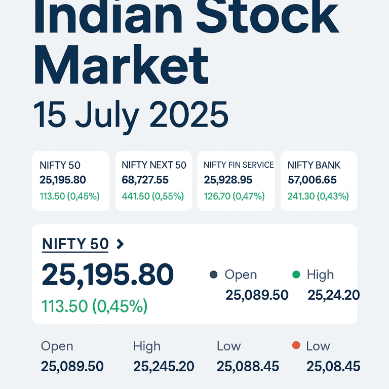 Indian Stock Market Ends Higher on 15 July 2025 Amid Broad-Based Gains