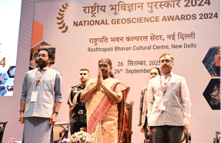 President of India Presents National Geoscience Awards 2024, Recognizing Excellence in the Field of Geoscience
