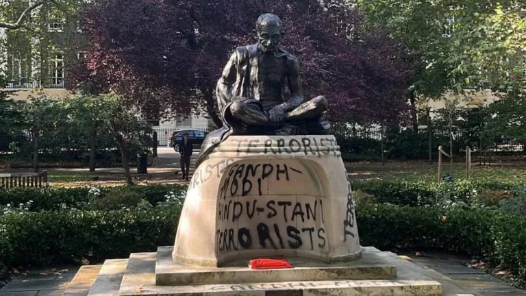 Shocking Gandhi Statue Vandalized London 2 Days Before Birth Anniversary