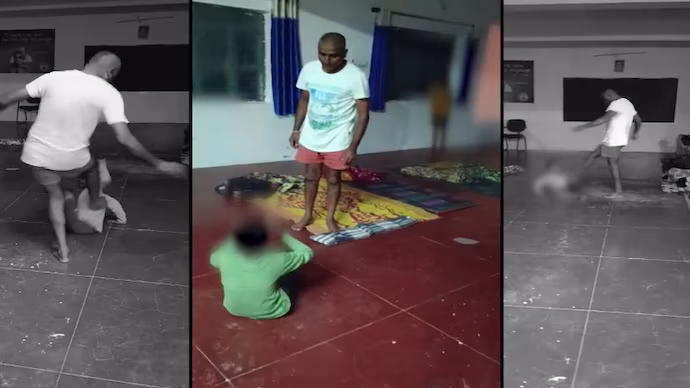 School Kid Got Brutally Beaten by Teacher in Chitradurga: Shocking Video Surfaces