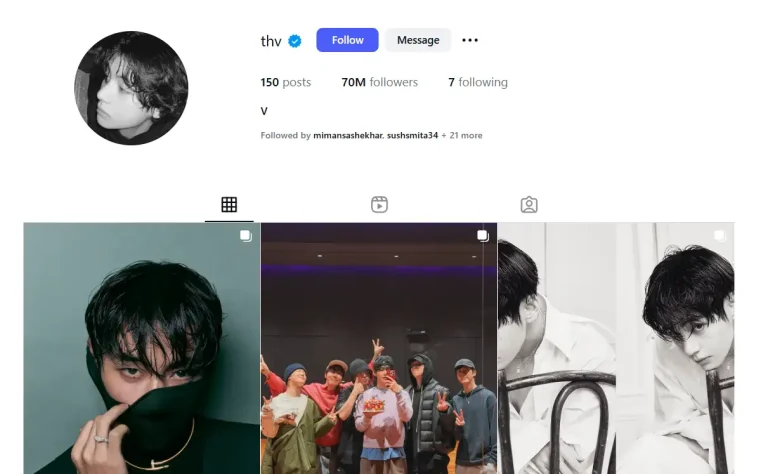 V Achieved This Massive Milestone With Record Instagram Growth in 2026