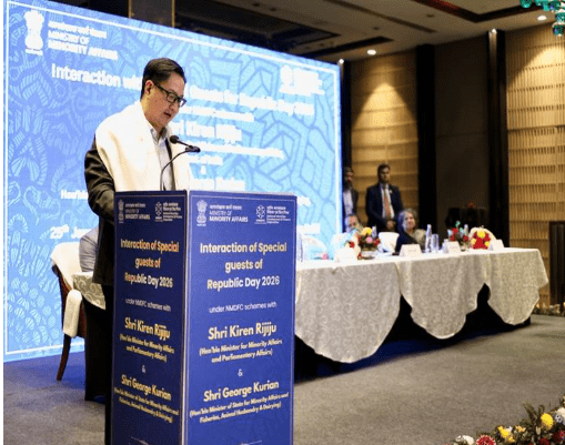 Union Minister Kiren Rijiju Welcomes NMDFC Beneficiaries Participating in Republic Day 2026 Celebrations