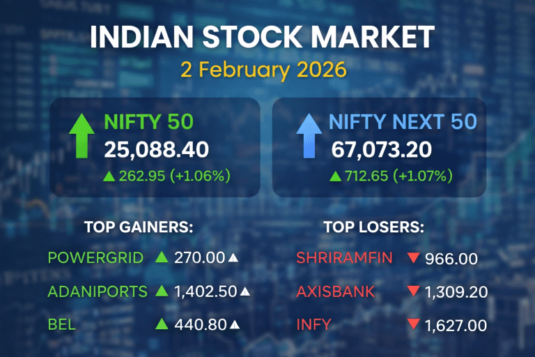 2 February 2026: Indian Markets Rebound as Nifty 50 Rallies Over 1%; Power and Infra Stocks Lead the Charge 2 February 2026: Indian Markets Rebound as Nifty 50 Rallies Over 1%; Power and Infra Stocks Lead the Charge